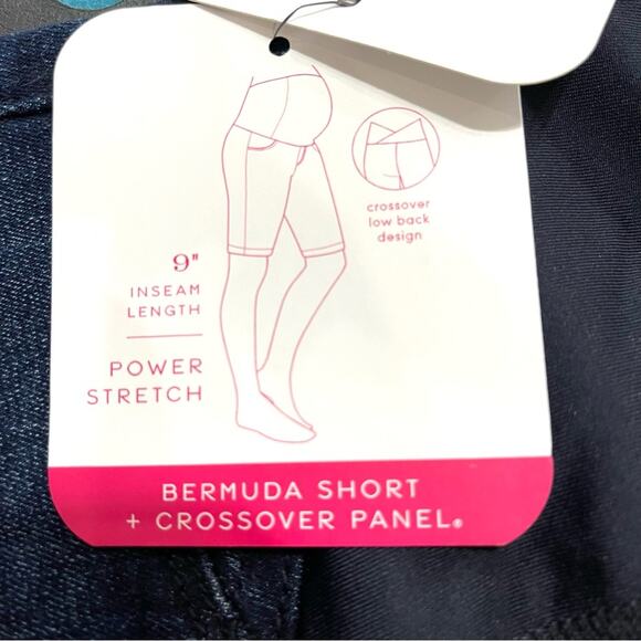 Isabel Maternity Power Stretch Denim Bermuda Shorts Crossover Panel in Back - 4 - Picture 9 of 12